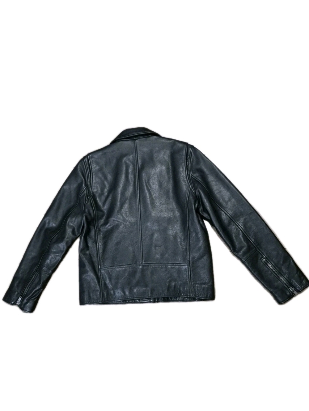 GAP Black Peebled Leather Biker Jacket Size L. - Picture 3 of 15